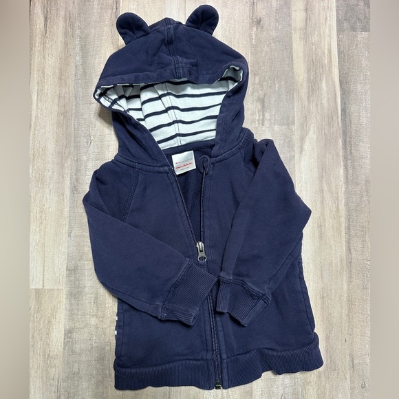 Hanna Andersson Other - Hanna Anderson 80/ 18-24 months Full Zip Hoodie Sweatshirt Blue Warm Winter Ears